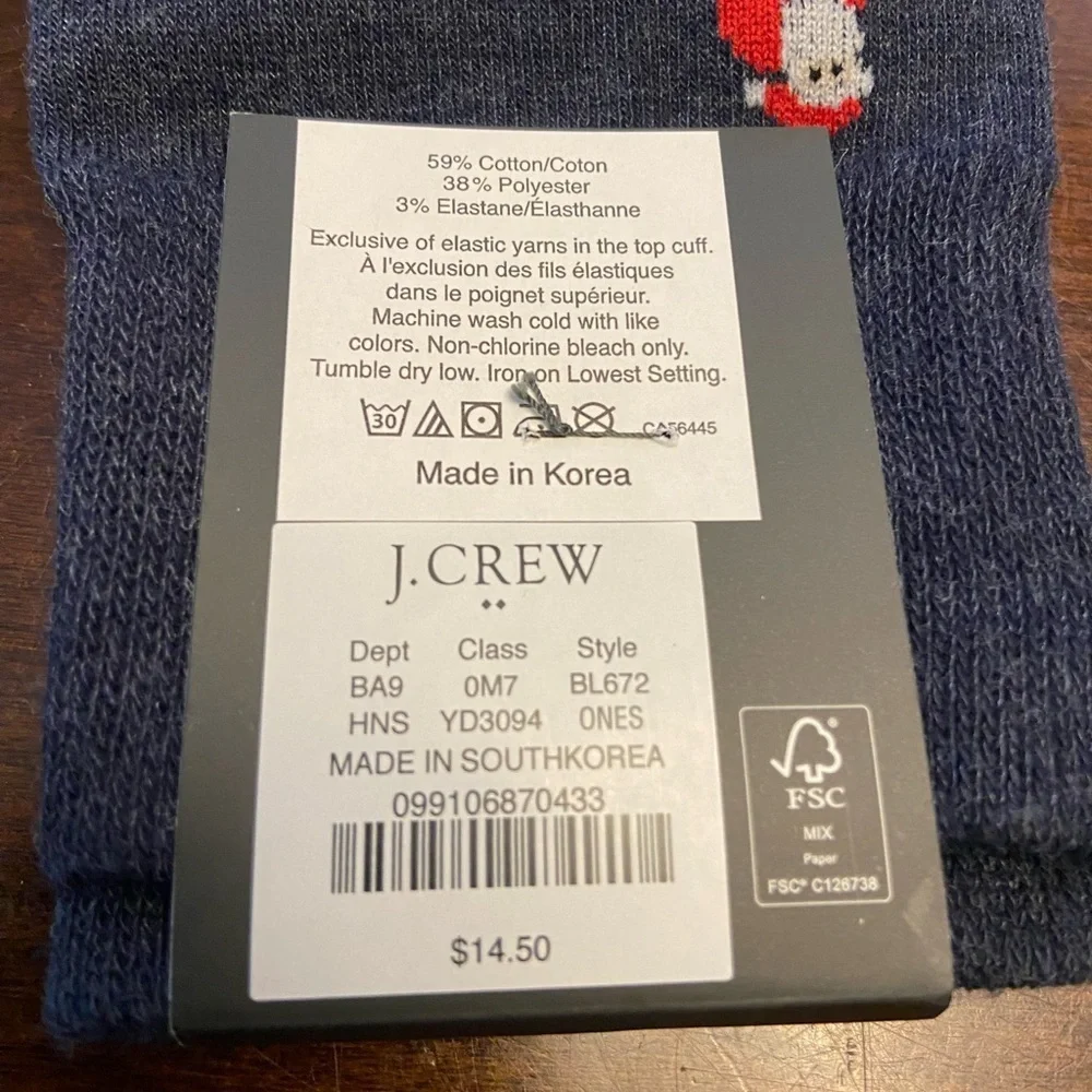 NWT J. Crew Factory Men's Golfing Santa socks One Size Crew